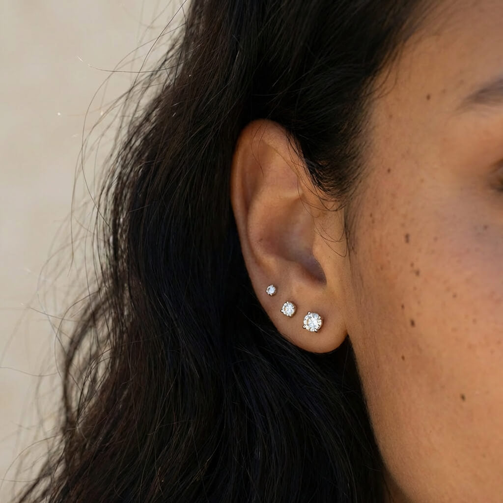 Dainty Diamond Flat Back Stud Earrings
