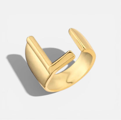 Elarique Initial Statement Adjustable Ring