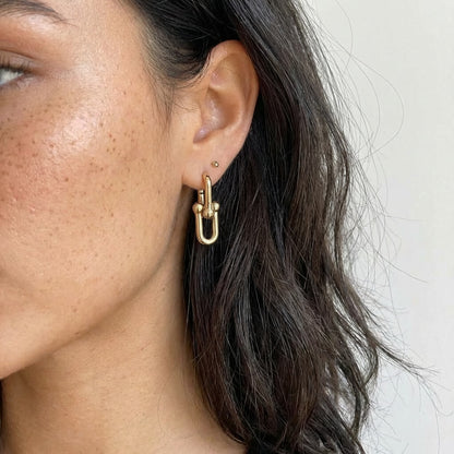 Modern Link Hoop Earrings